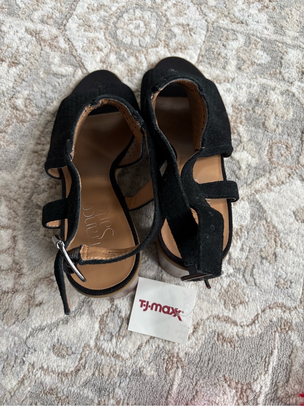 Franco Sarto Size 8 - Black Suede Open-Toe Ankle Strap Sandals - Picture 6 of 6